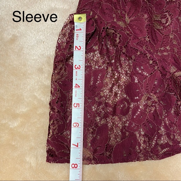 Chelsea28 Red Velvet/Burgundy Metallic Floral Lace Fit & Flare Dress
Size XXS - Picture 13 of 14